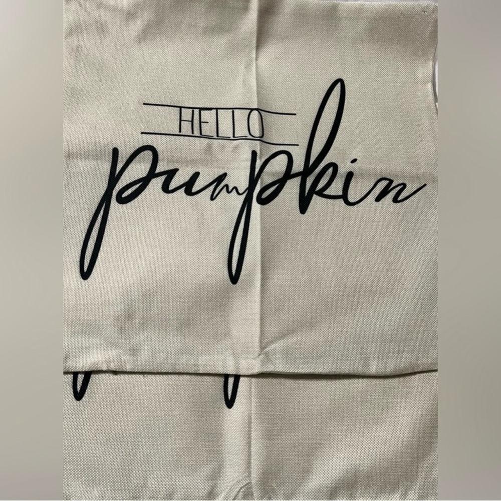 NWOT Pillow Covers HELLO PUMPKIN Zipper Closure Cream Black Square Accent